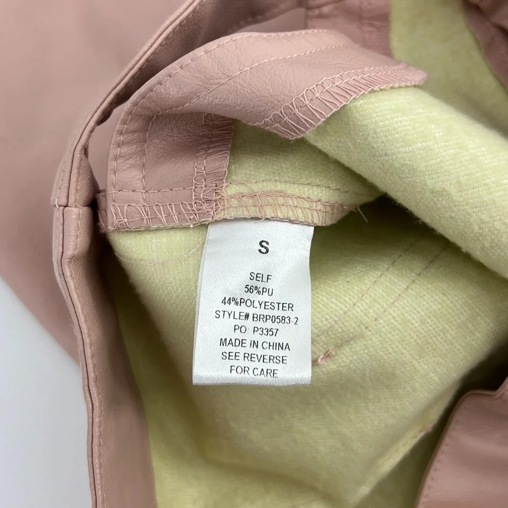 Bailey Rose Small Miley Vegan‎ Leather Blush Pink High-Waisted Pants